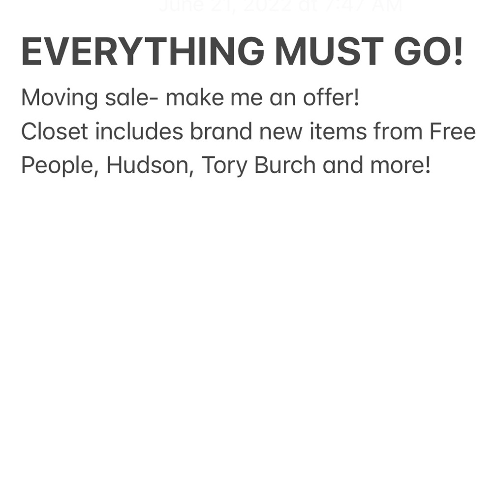 Everything must go! Moving sale!